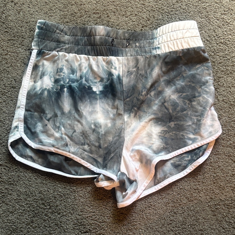 Tie-dye gray and white shorts